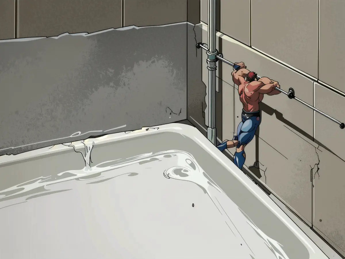 Mold and mildew-stained shower corner depicted in reviewer's photograph Image Showcases Shower Corner Marred by Mold and Mildew Stains