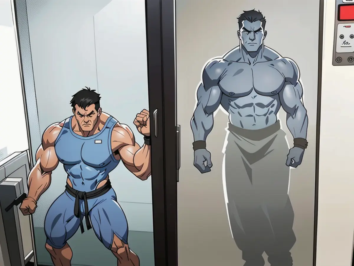 Image showcasing a grubby shower door encased in glass. Image of a grimy, unclean shower door