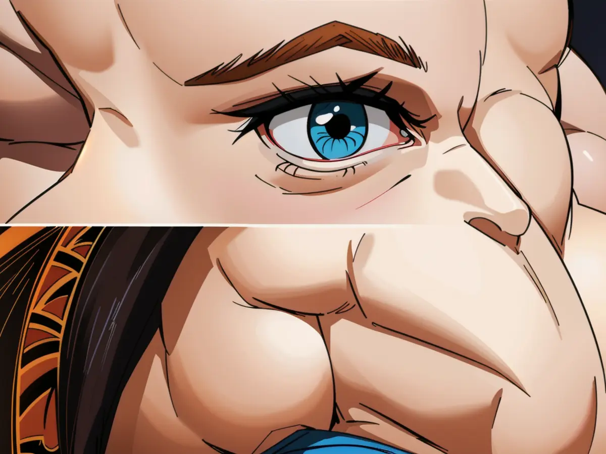Before photo shows sparse eyebrows on top, while after photo displays filled-in eyebrows on bottom.