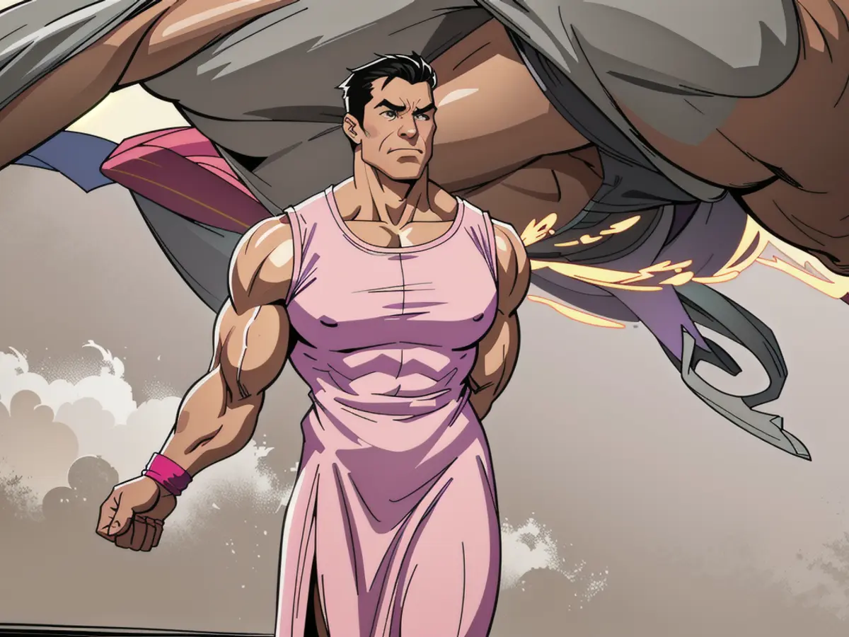 Critic donning pink attire in appraisal