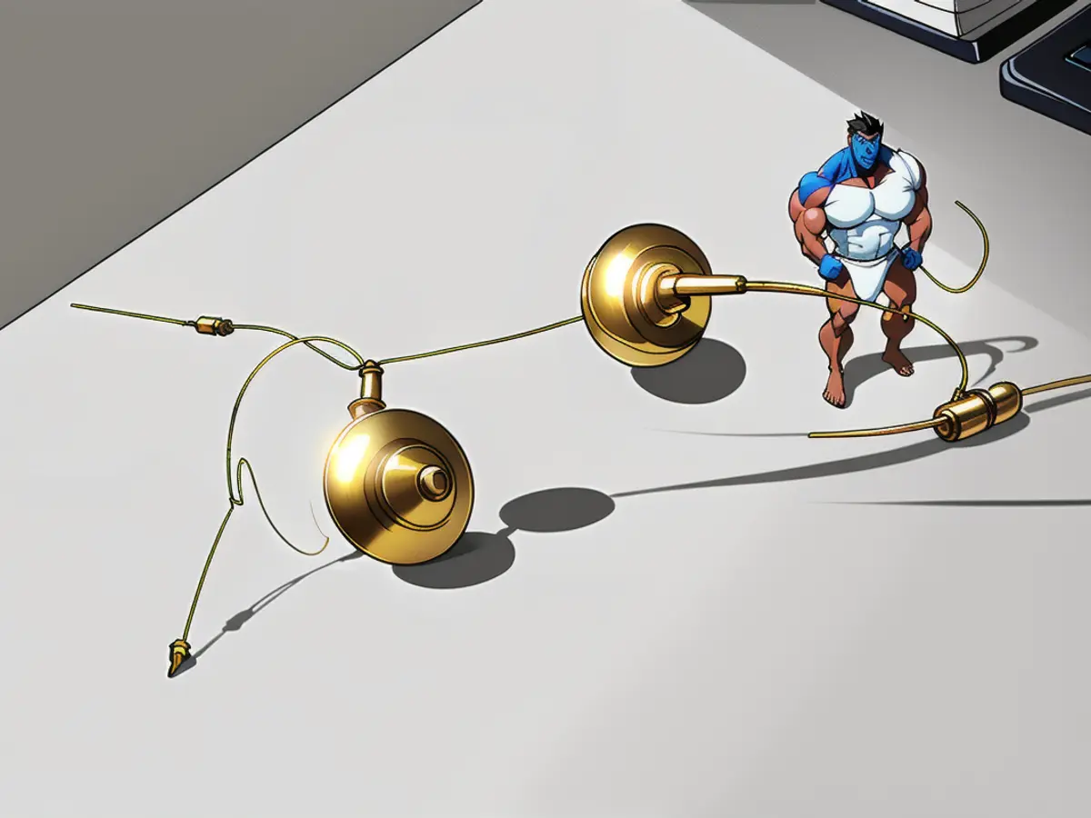 Two round cable organizers, with a gold finish, strategically placed on a desk, effectively manage and route a charging cable. Desk now houses a pair of gold-plated circular cable management solutions, accommodating a charging cable within their design.