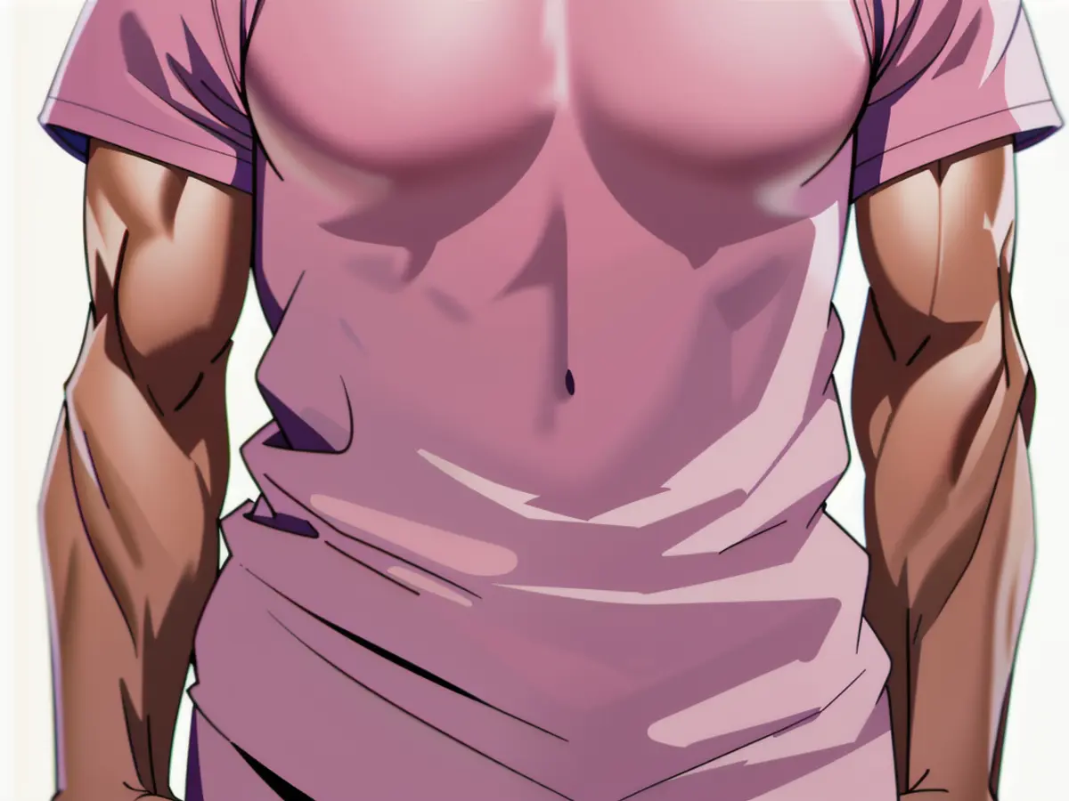 Individual sporting casual attire, specifically a shirt. Individual sporting casual top garment.