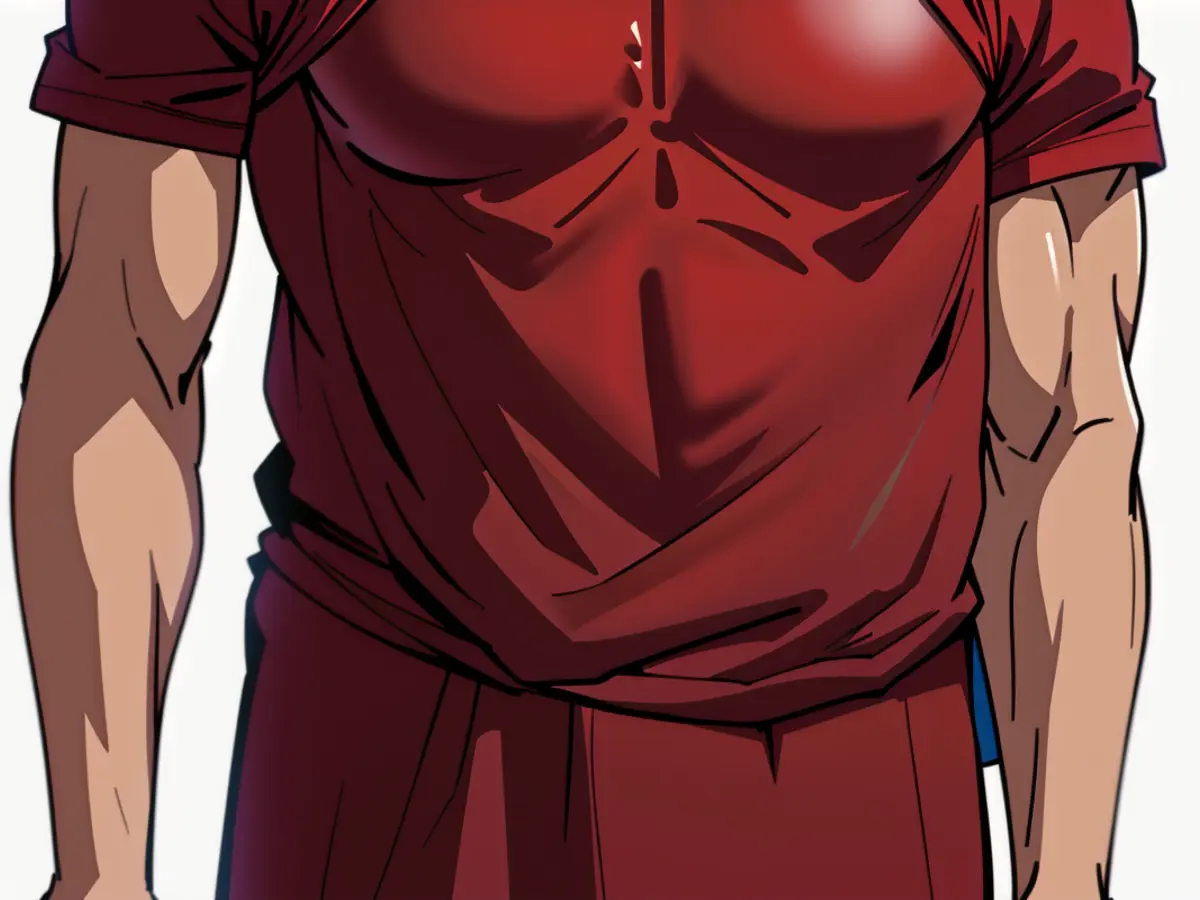 Individual adorning a shirt apparel Individual sporting attire consisting of a shirt.