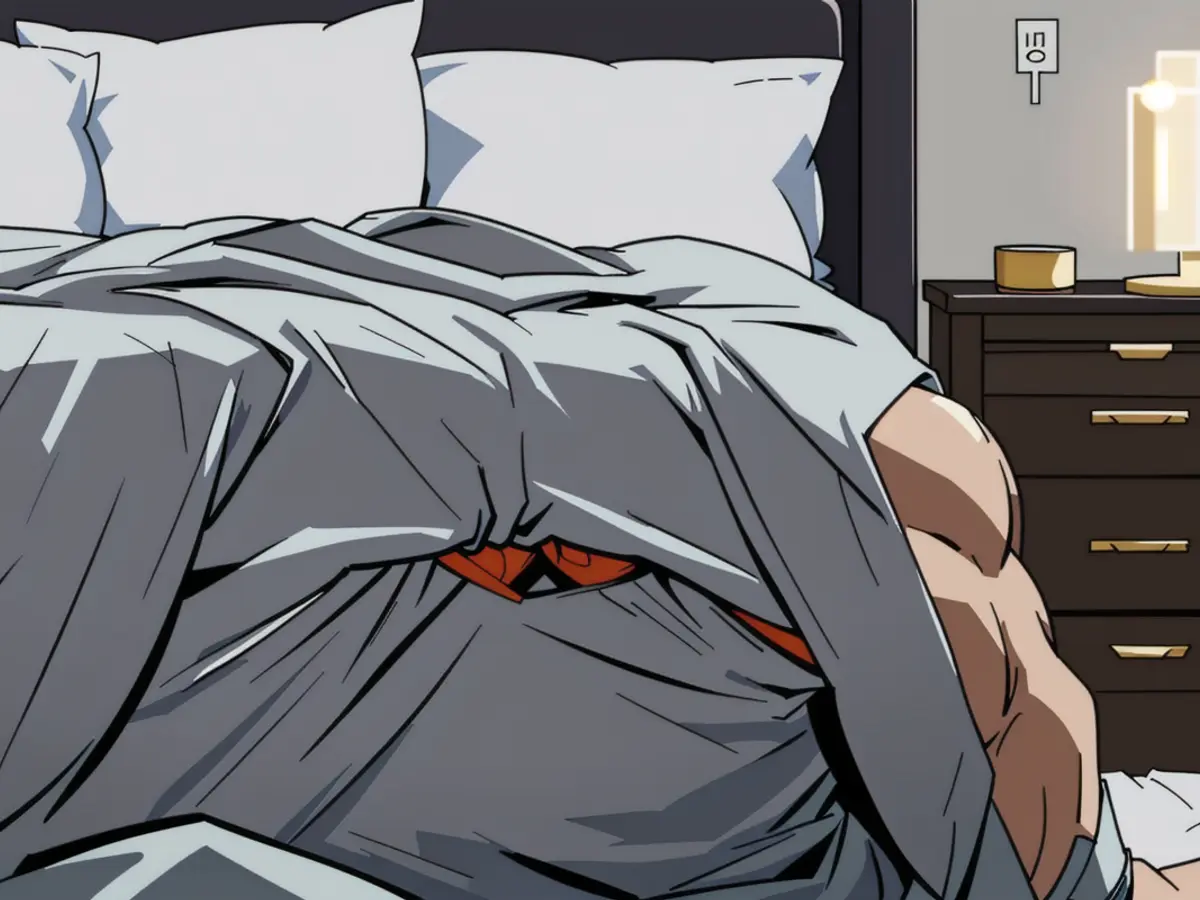 A bed covered with a gray throw. Draped Bedcover in Shade of Gray