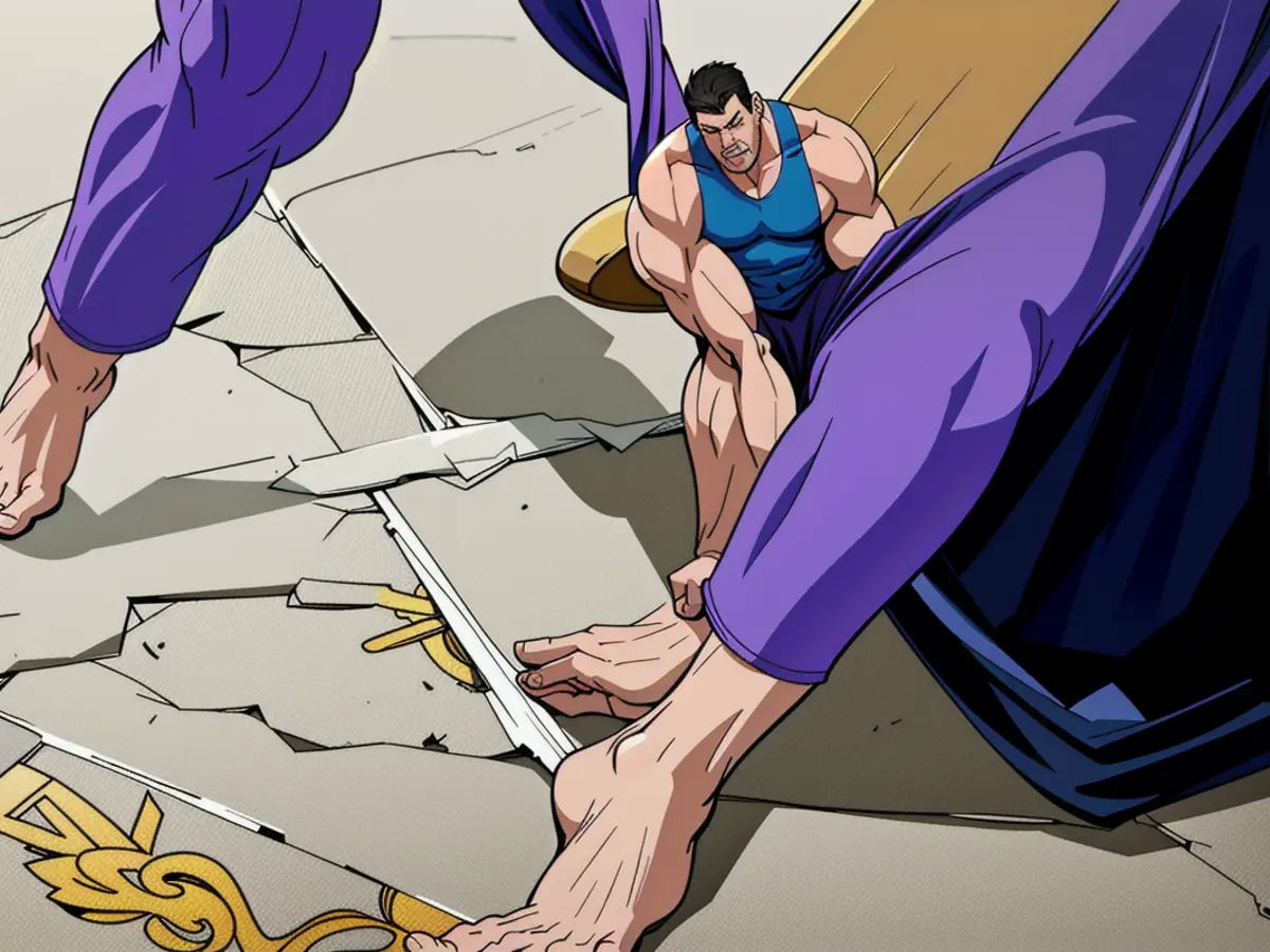 Person posed on a rug, absorbing a spill Person posed upon a carpet, hastily dabbing at a spill