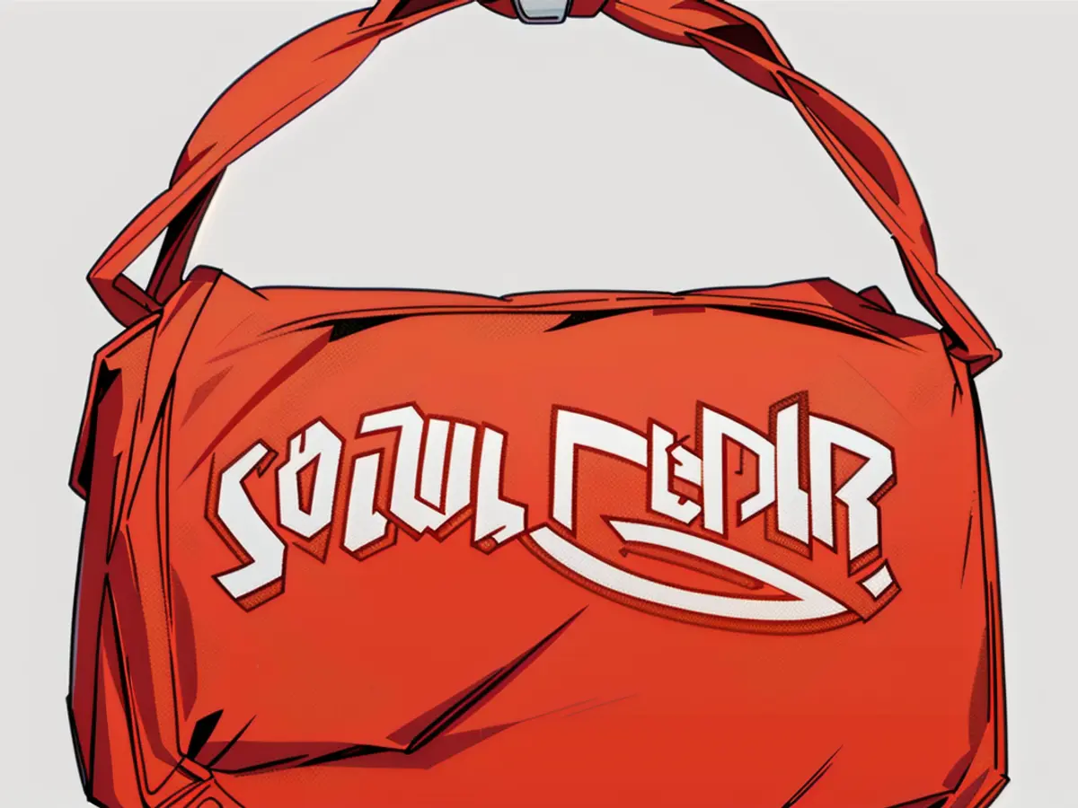 A Bag Showcasing a Puffed Red and Yellow Pattern Puffy red and yellow sack identified.