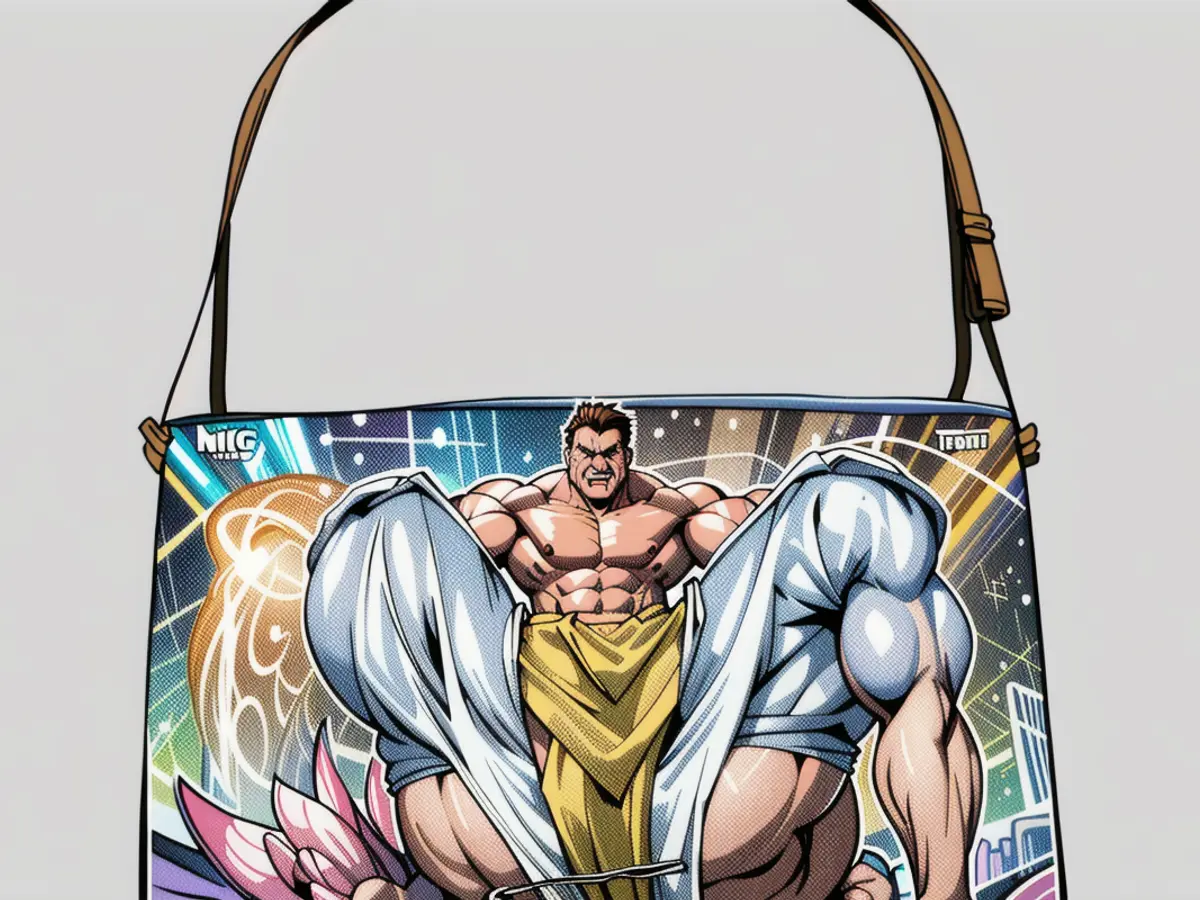 Stylish flap-oriented handbag adorned with sparkles. A bag featuring a flap and glittery accents