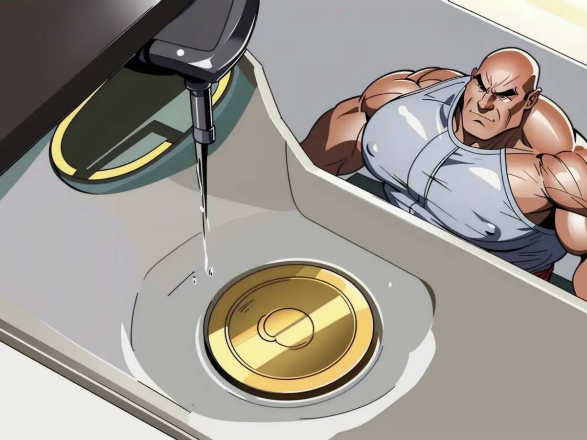 Gold disappearing down the kitchen drain Gold flowing down the drain in the sink