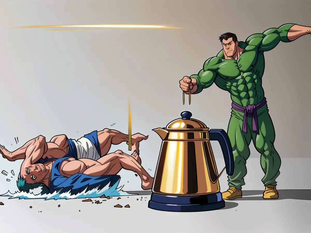 A brass-hued kettle in question A brass-hued kettle in question