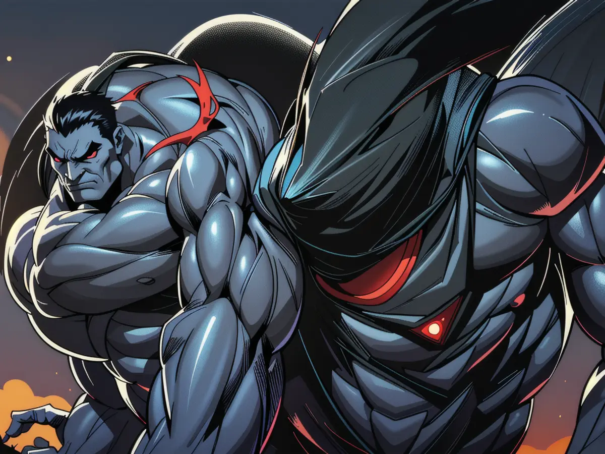 Oversized Black Furry Spider with Vivid Red Eyes Perches on Expansive Black Silk Web Giant black furry spider with glowing red eyes is perched atop a expansive black web.