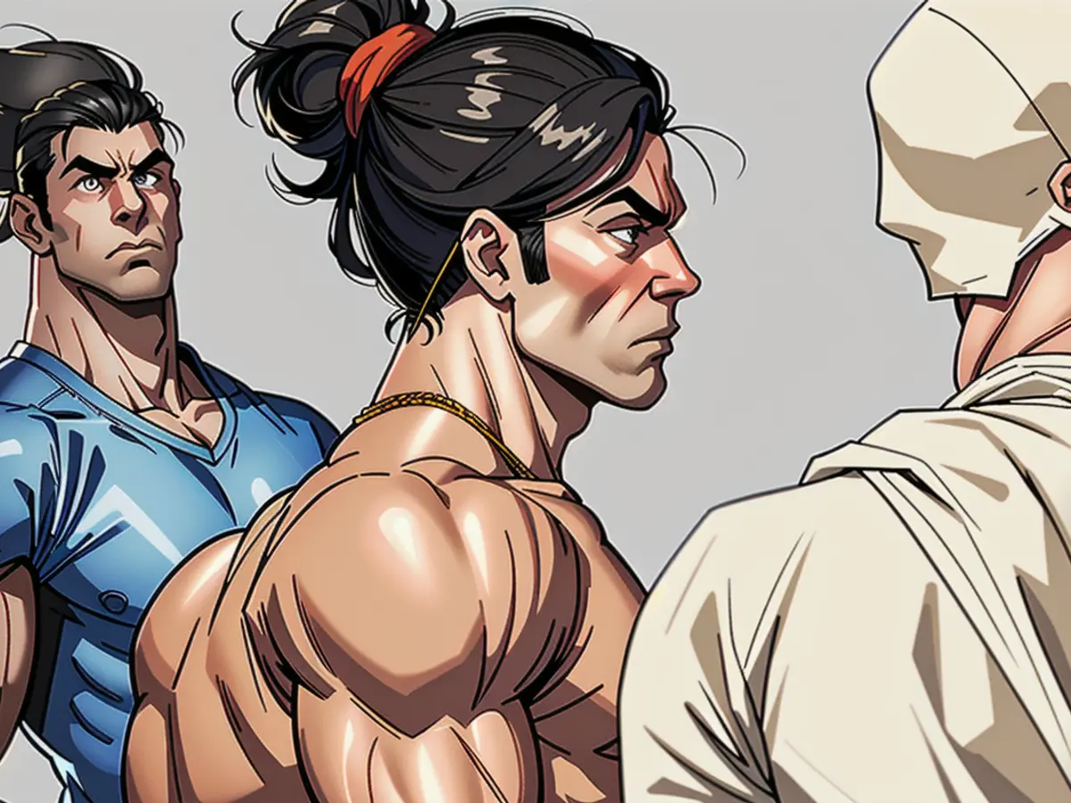 Three individuals donning scrunchies in their hairstyles
