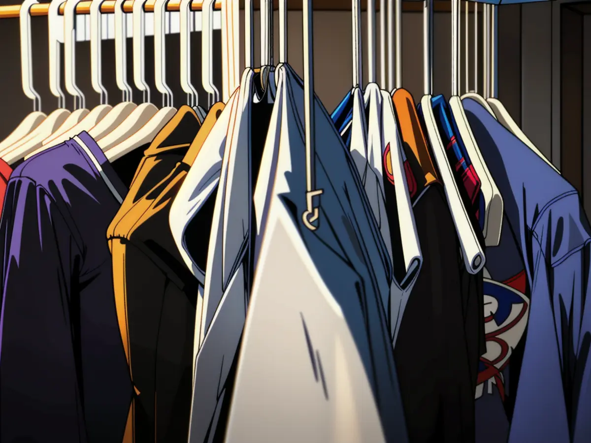 Clothes rack overflowing with plastic hangers scrutinized by critic due to space consumption
