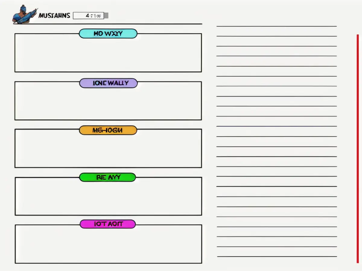 Weekly meal planner with a structured layout for food ideas, featuring a separate lined section for recording grocery items.