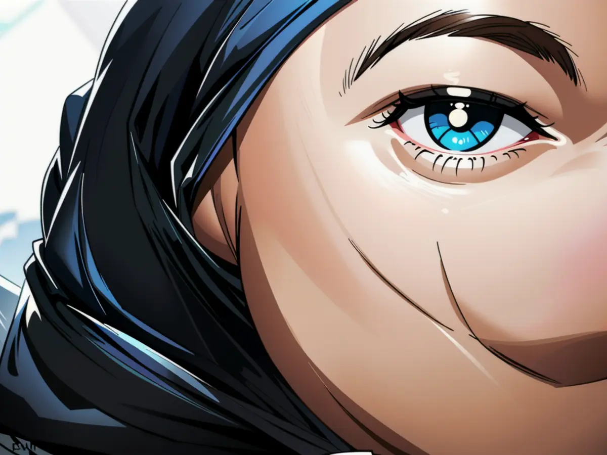 Someone adorned with winged black eyeliner makeup style.