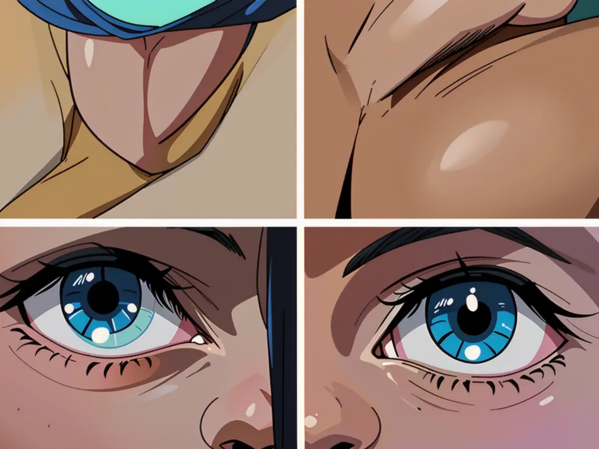 Before-and-after depiction of a reviewer's under eyes, demonstrating a noticeable decrease in swelling Before and After Comparison of Under-Eye Area's Puffiness in a Review