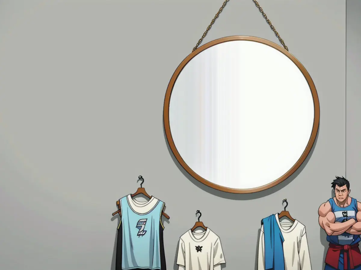Dresser-mounted mirror located in a bedroom setting Dresser-placed bedroom escape's vertical reflection provided by a mirror