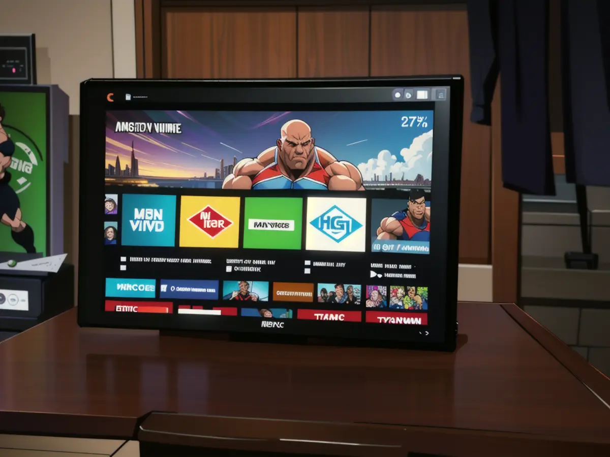 Tabletop display of Echo Show, highlighting streaming services accessed on device Table-placed Amazon Echo Show demo, showcasing various streaming platforms on its screen.