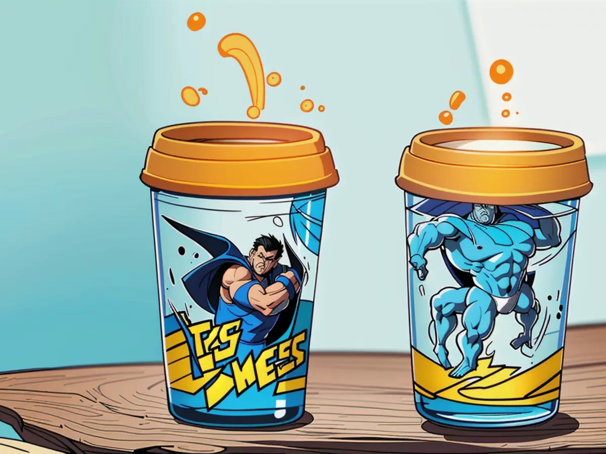 A reusable cup styled after Bluey character, available for purchase. Steele-emblazoned Bluey Insulated Drinking Vessel