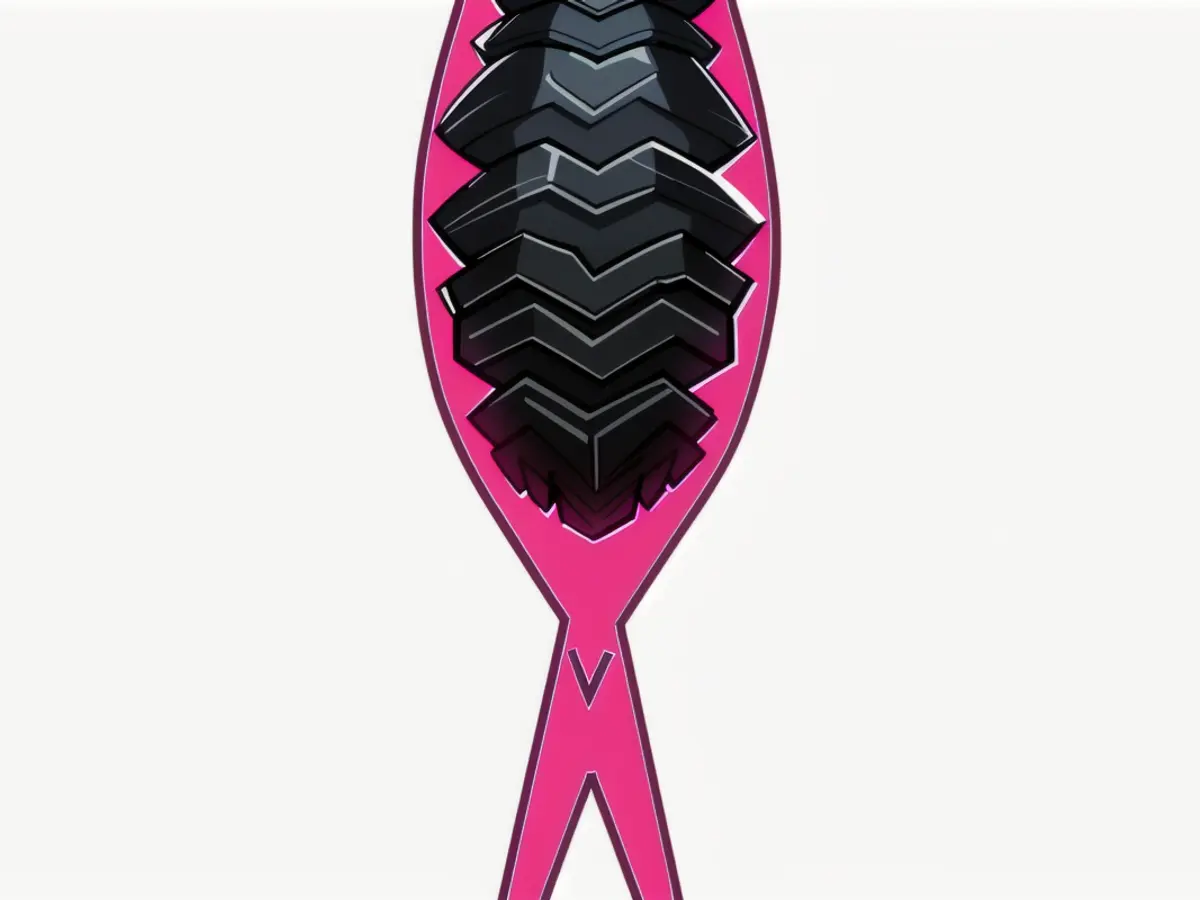 A damp, pink-hued hair tool A moist, rosy-hued hair tool
