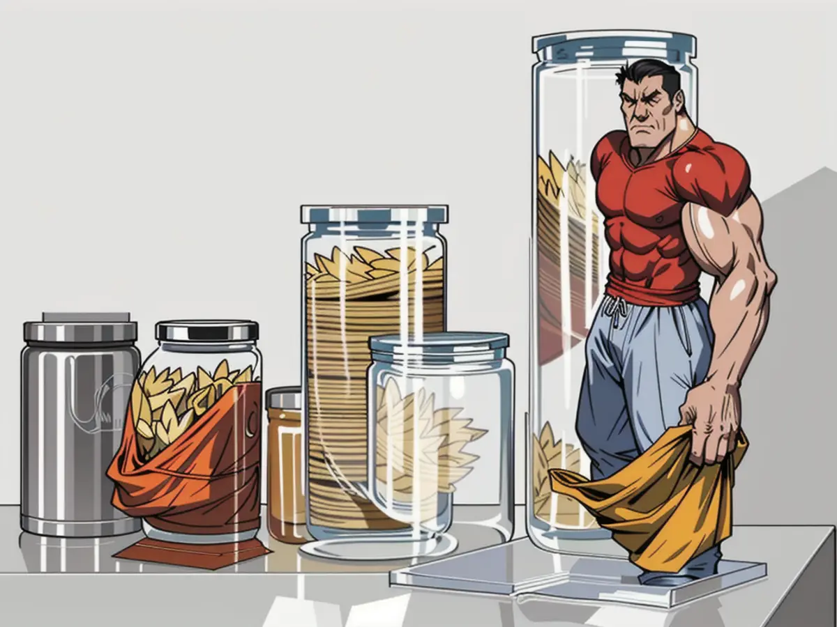 Images display rundown of containers holding pasta and other panty staples Inspector's snapshot of containers holding pasta and other dehydrated food items.