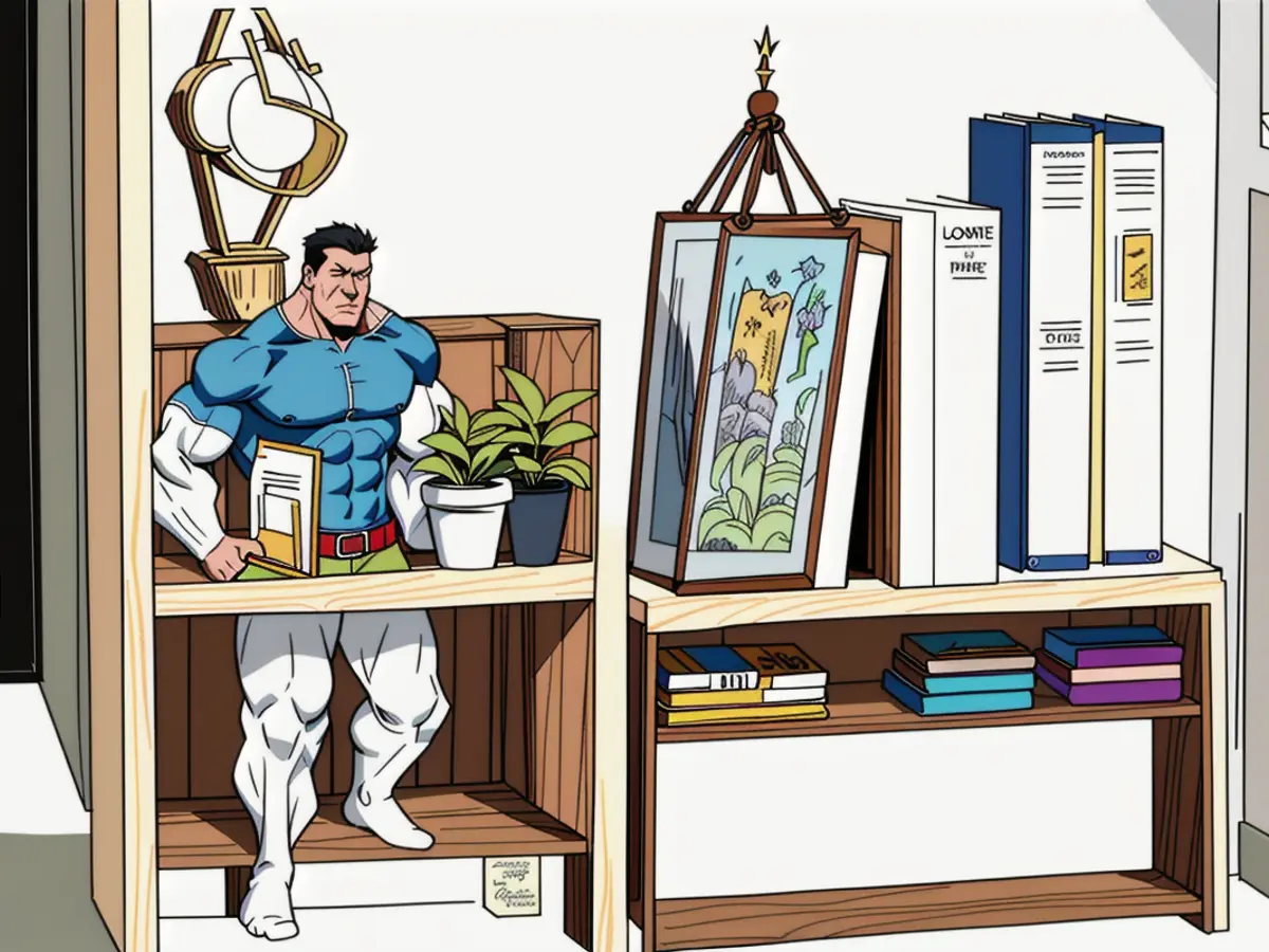 Wooden bookcase filled with reading material, writing essentials, and verdant succulents arranged neatly on tiered shelves. Wooden bookshelves adorned with stationery items and succulents arrange a charming display of study essentials.