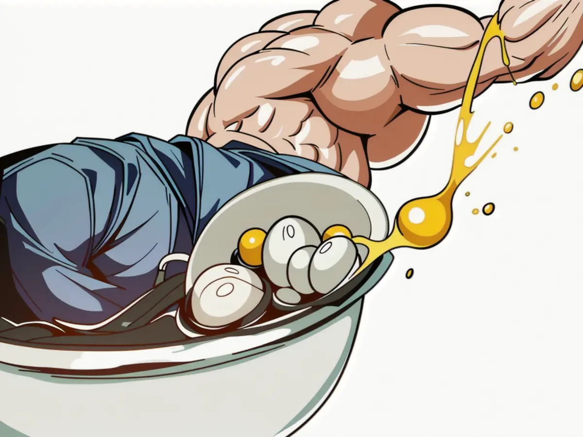 Egg Separator Utilized Over Bowl in Operation Utilizing an egg separator over a basin