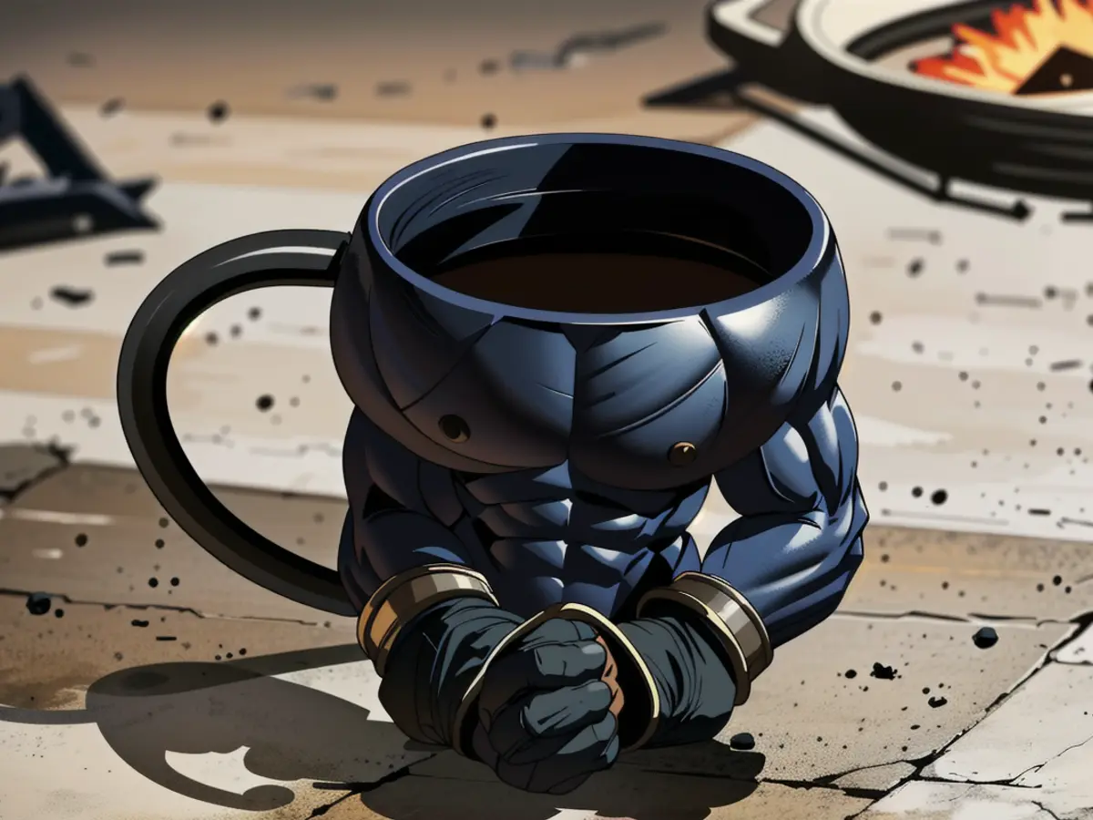 Ominous black mug adorned with skull motif Ominous black mug adorned with a menacing skull design