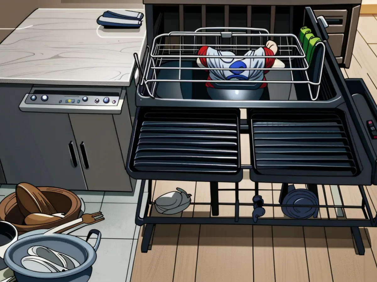 Image showcasing a dish rack, positioned near a kitchen sink, assessed by a reviewer.