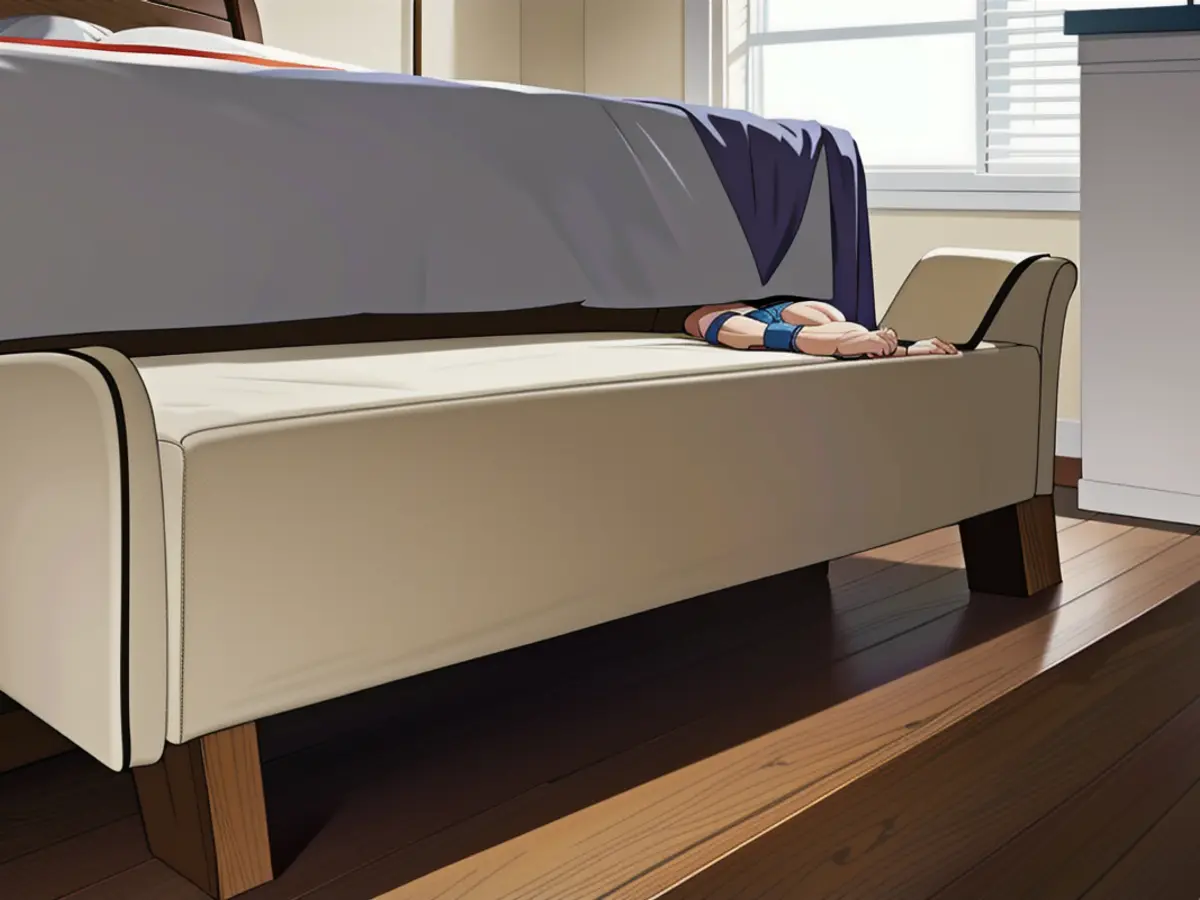 Underbed storage unit featuring a built-in dog space below a sleeping area.