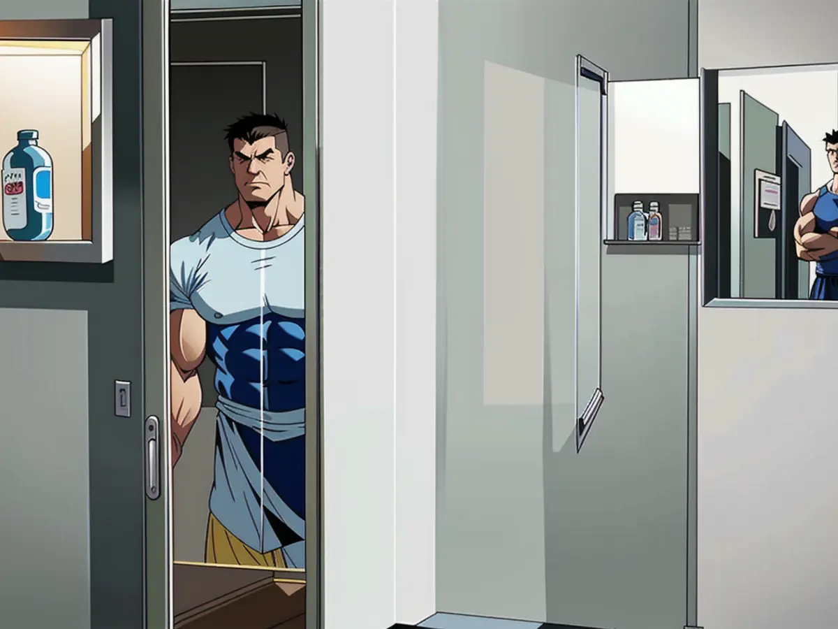 Reframed semi-open, borderless mirrored storage cabinet for medication.