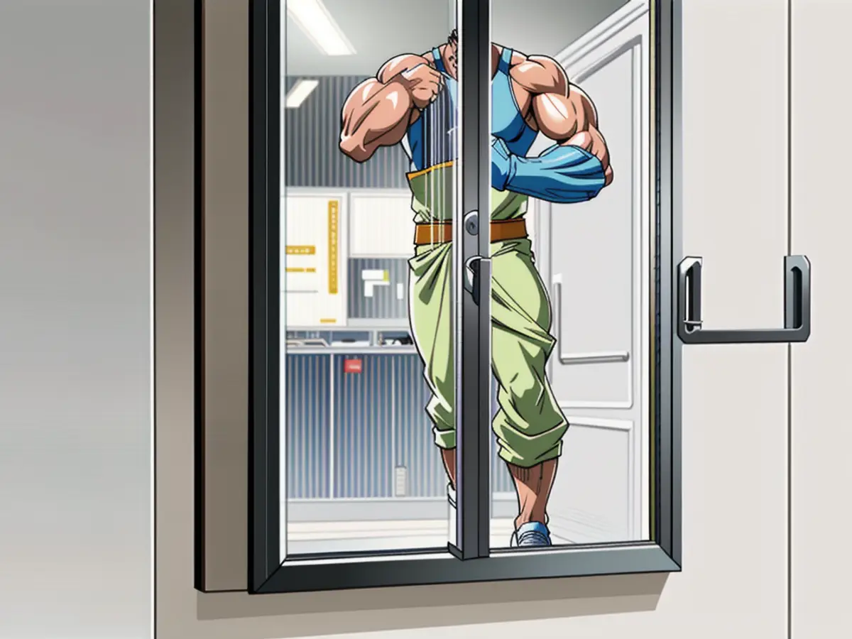 Translucent-paneled steel cabinet with subtly see-through doors