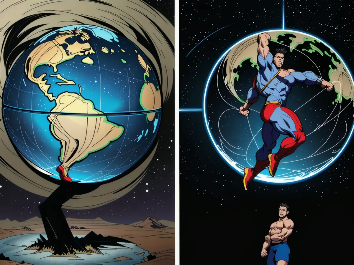 Image depiction of a world map glowing with constellations, as seemingly seen through a split-image lens by a reviewer. Image of the world in map form, illuminated by constellations as depicted by a critic's split shot.