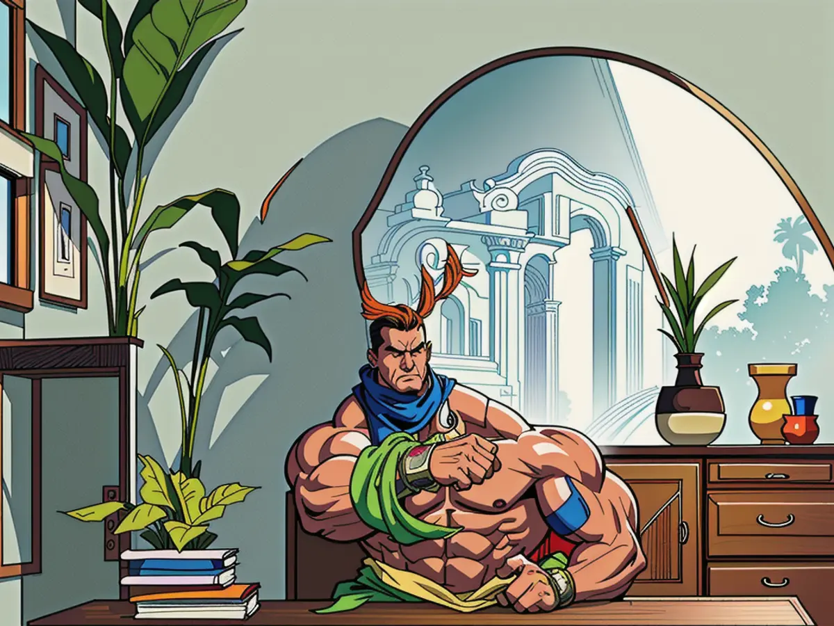 Tropical adhesive wall decors paired with a console table and foliage plants decoration