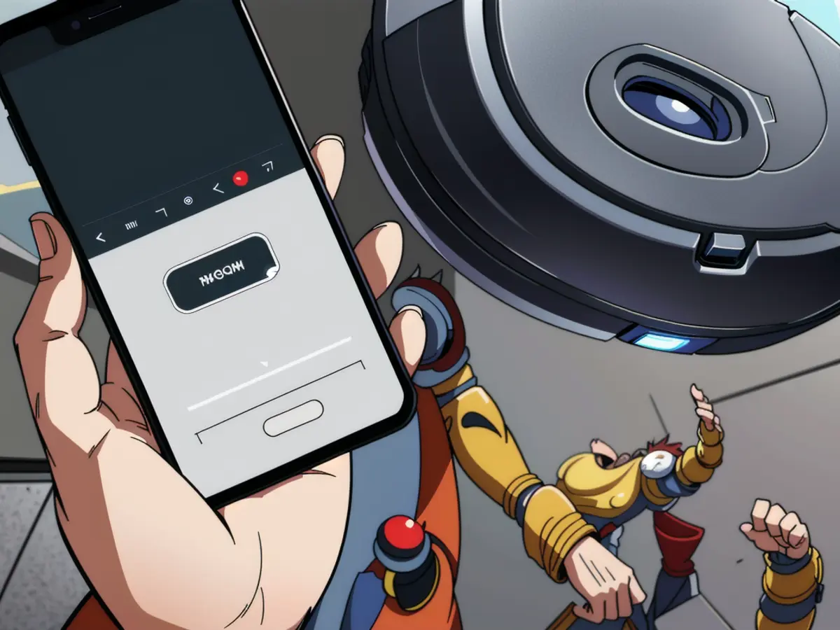 Utilizes smartphone application to command a robotic cleaner. Utilizes a smartphone app to manipulate a robotic cleaning device.