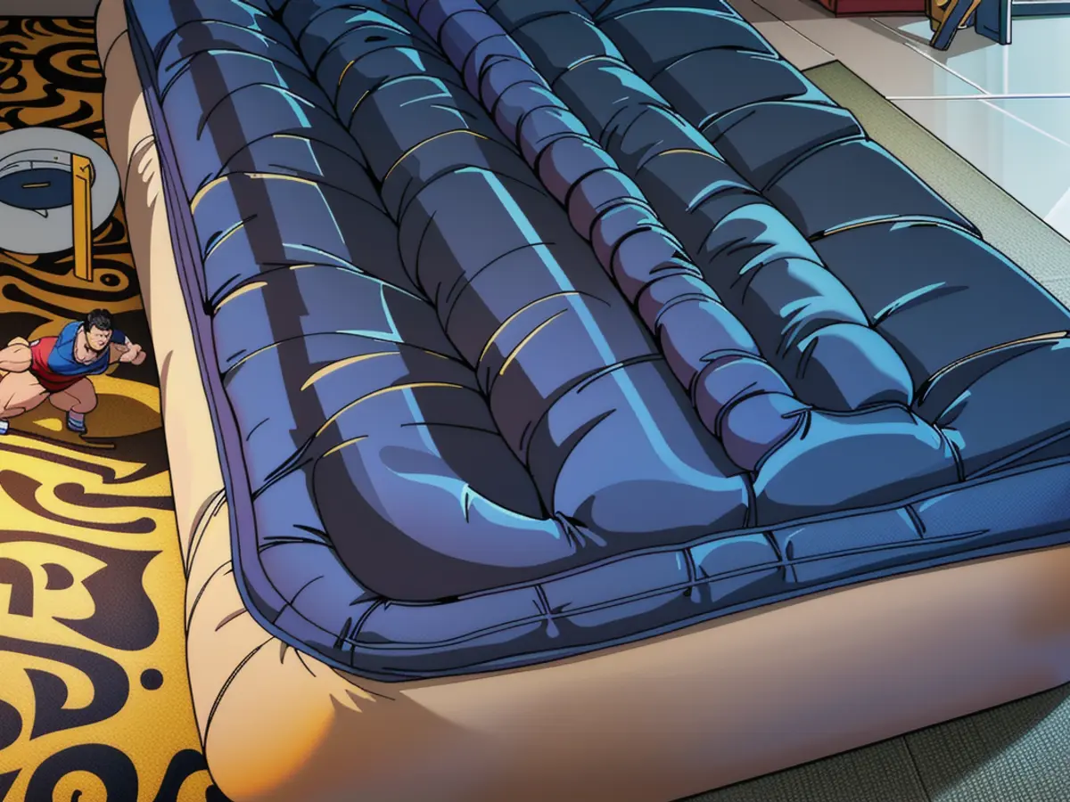 Inflatable Sleeping Surface Laid on Carpeted Living Room Floor