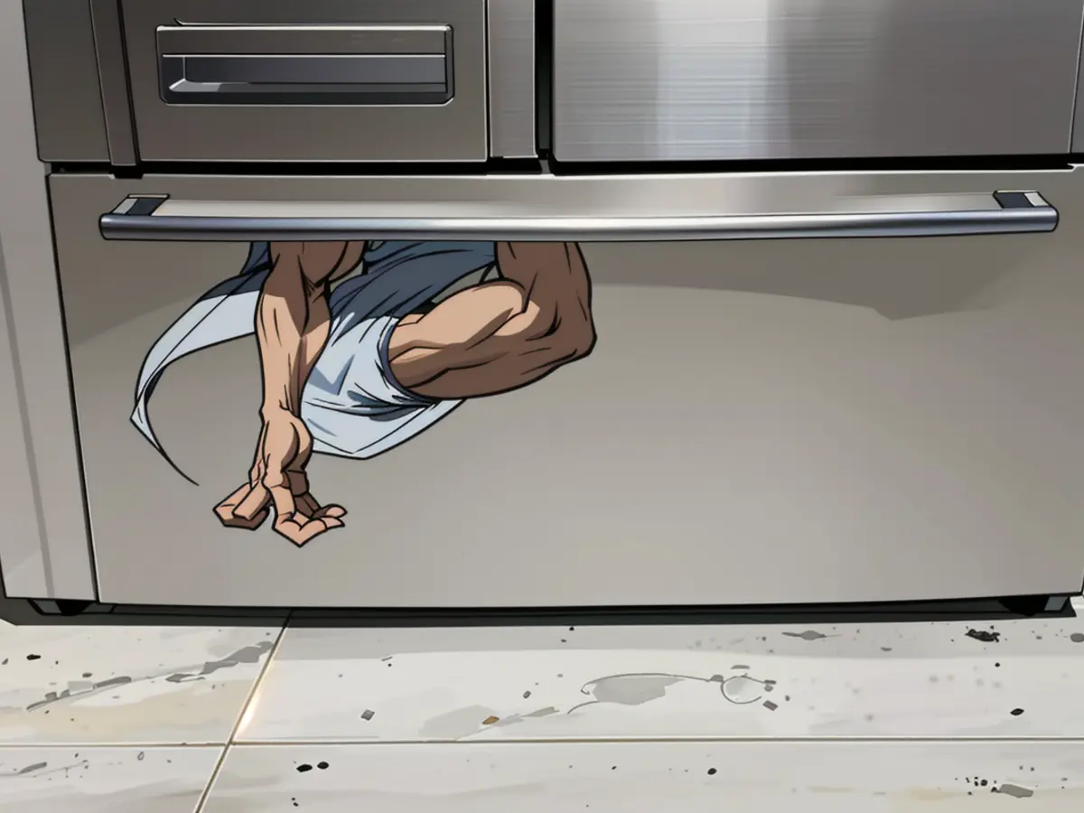 Half-cleaned and half-soiled refrigerator condition Half-cleaned, half-soiled refrigerator condition revealed.