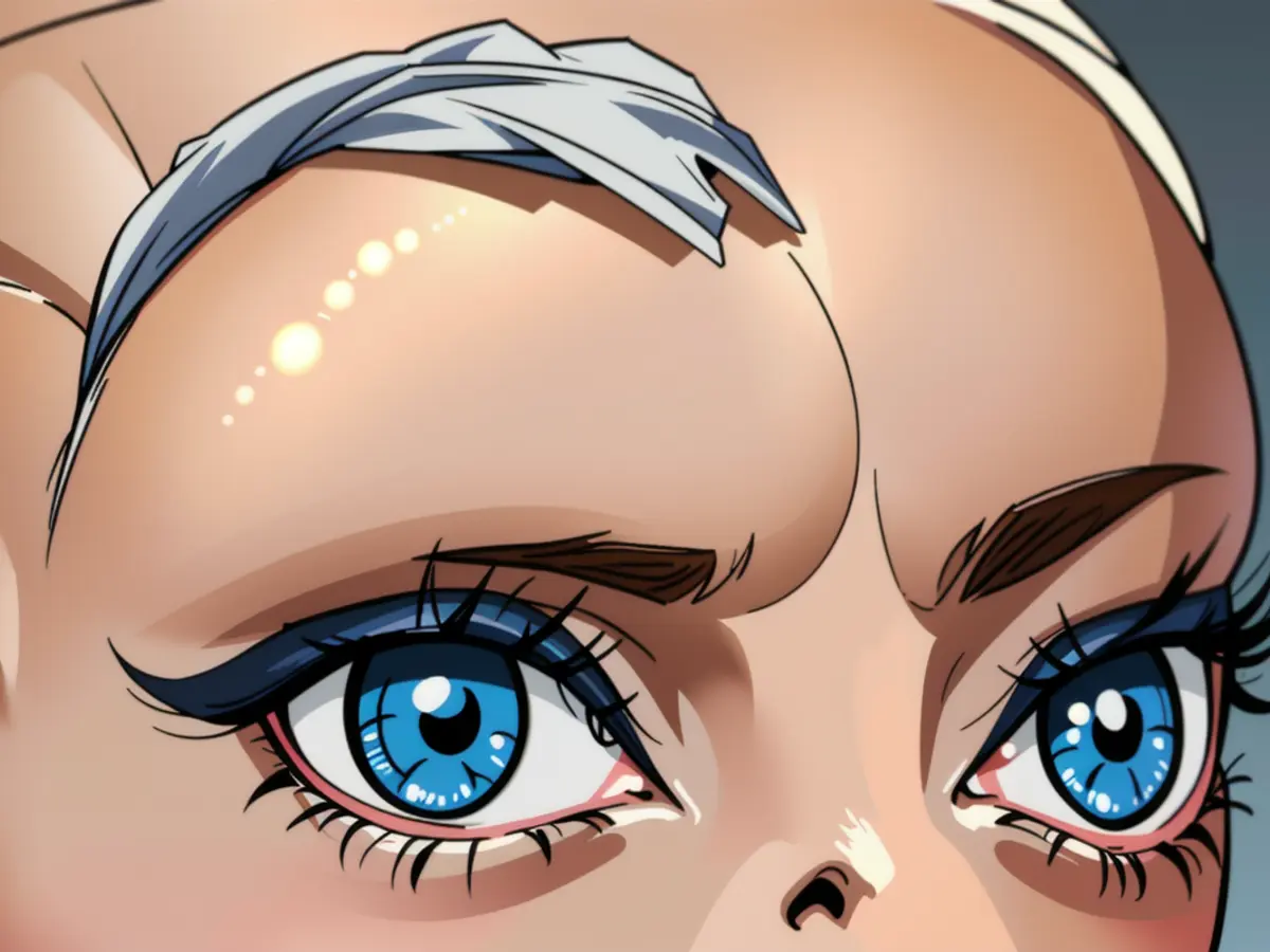 Image showing a customer's application of liquid eyeliner using the product on their eye Photo showing application of liquid eyeliner by a customer on their eye