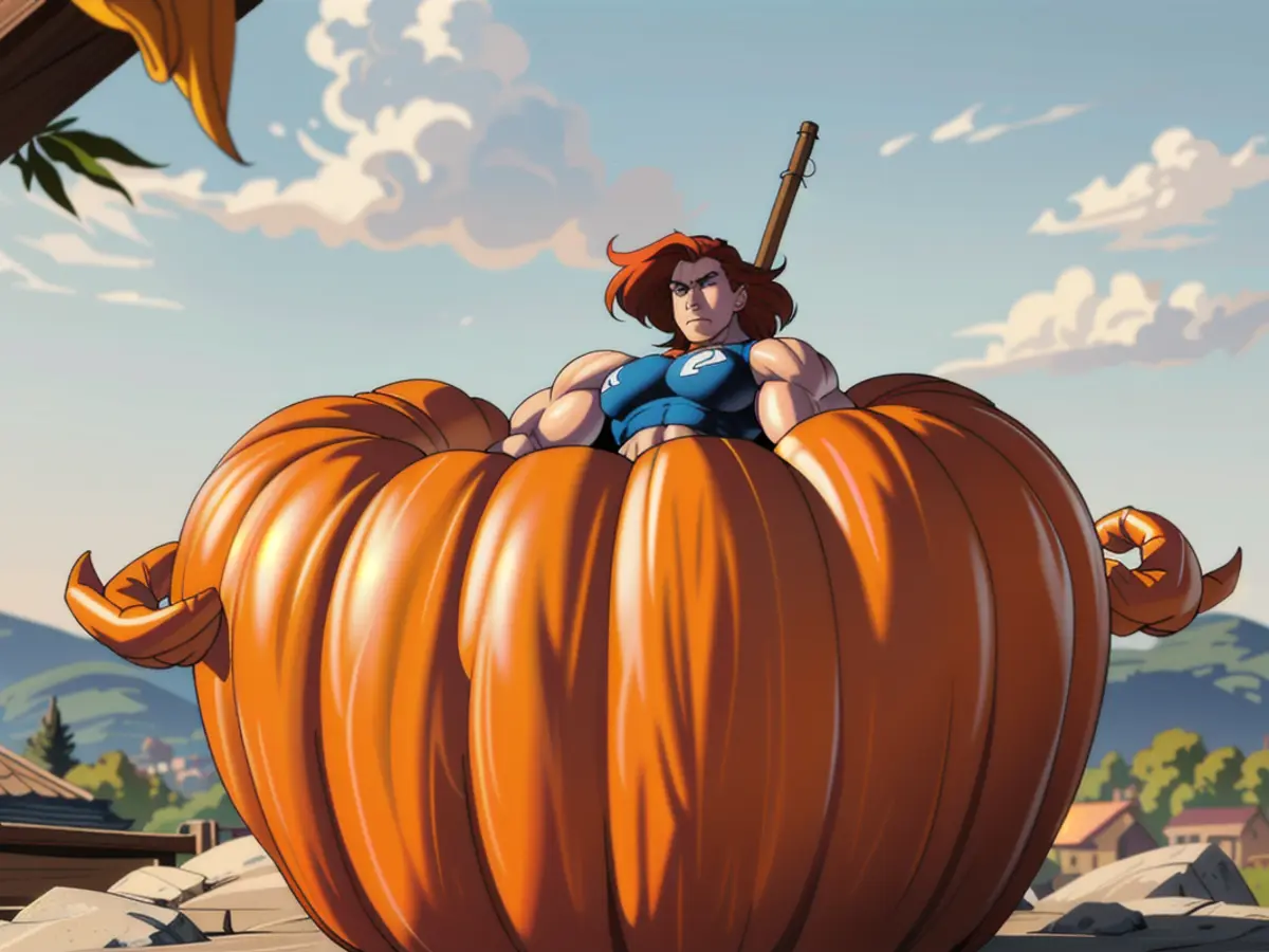 pumpkin-shaped and -colored Dutch oven displayed in the image