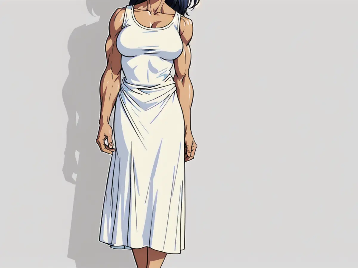 White midi slip dress with a straightforward scoop neck, simplified design. A straightforward, plain-necked midi-length slip dress in pure white.