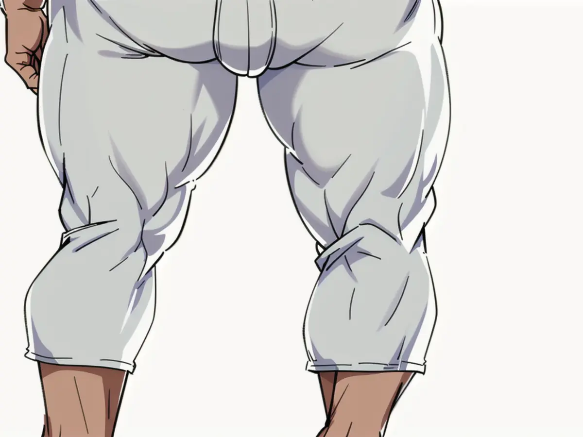 White Capris back view depicted in presented model. Display of white capris from the rear perspective