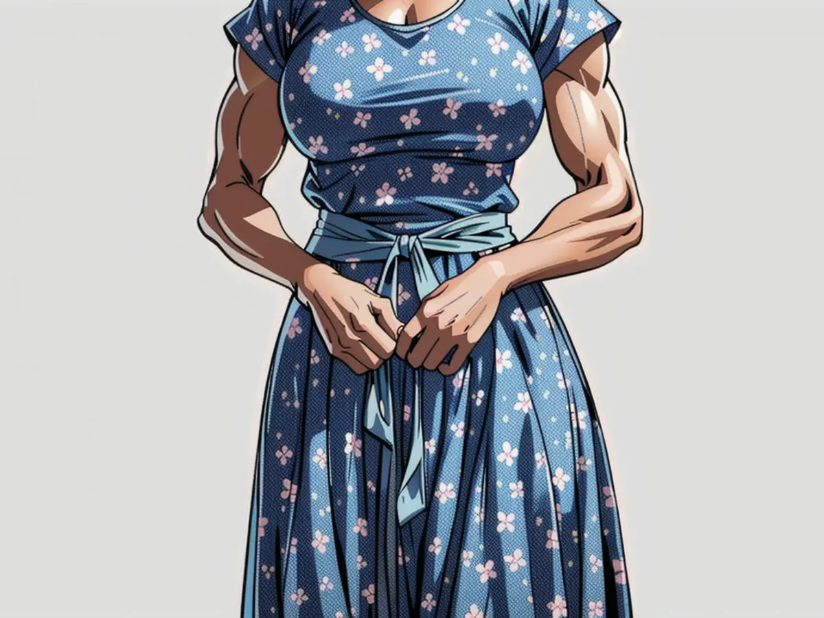 Woman adorned in a flowery frock with brief arms and a cinched midsection, perfect for laid-back or warm-weather events Woman in a floral, sleeveless dress with a fitted midsection, perfect for everyday or summer events.