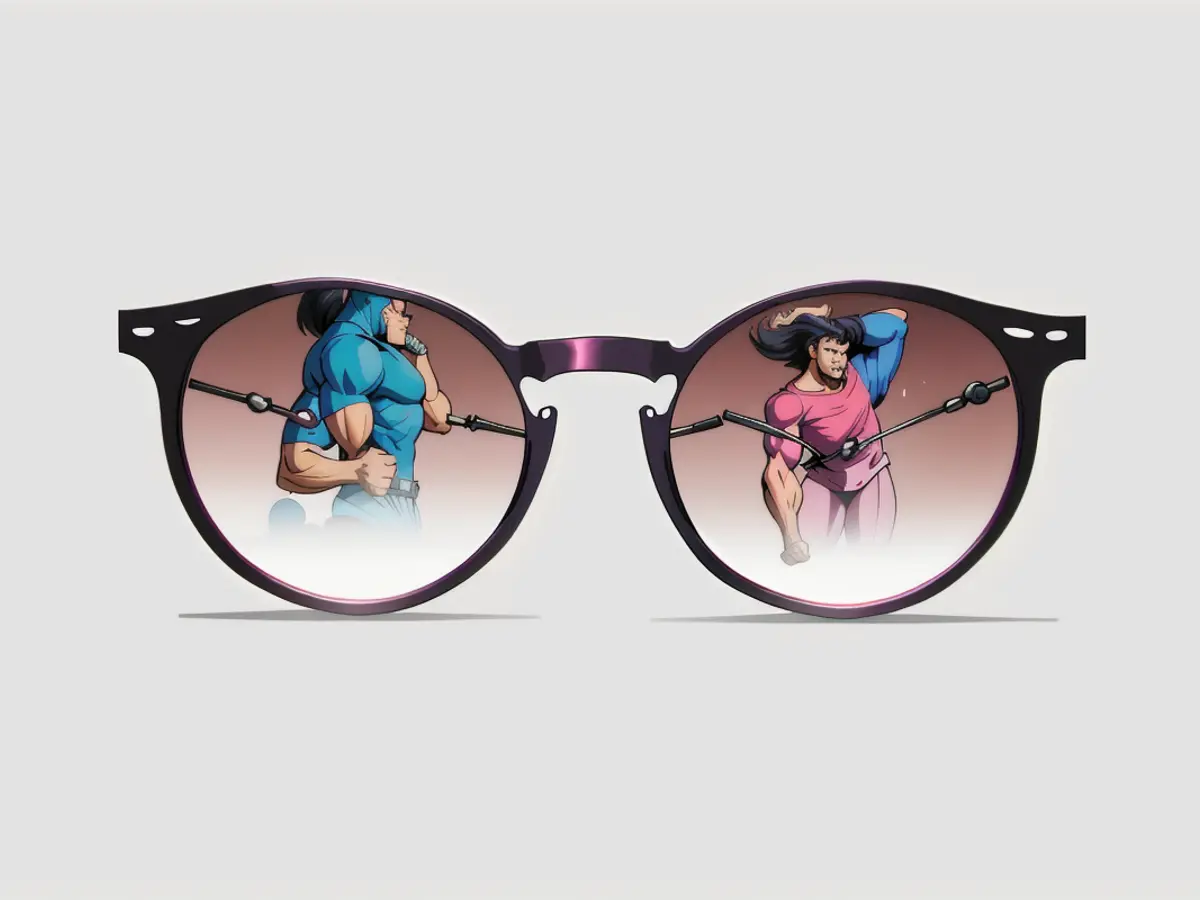 Rose-hued spectacles viewed scenario Rosy-hued eyeglasses counterpart's description