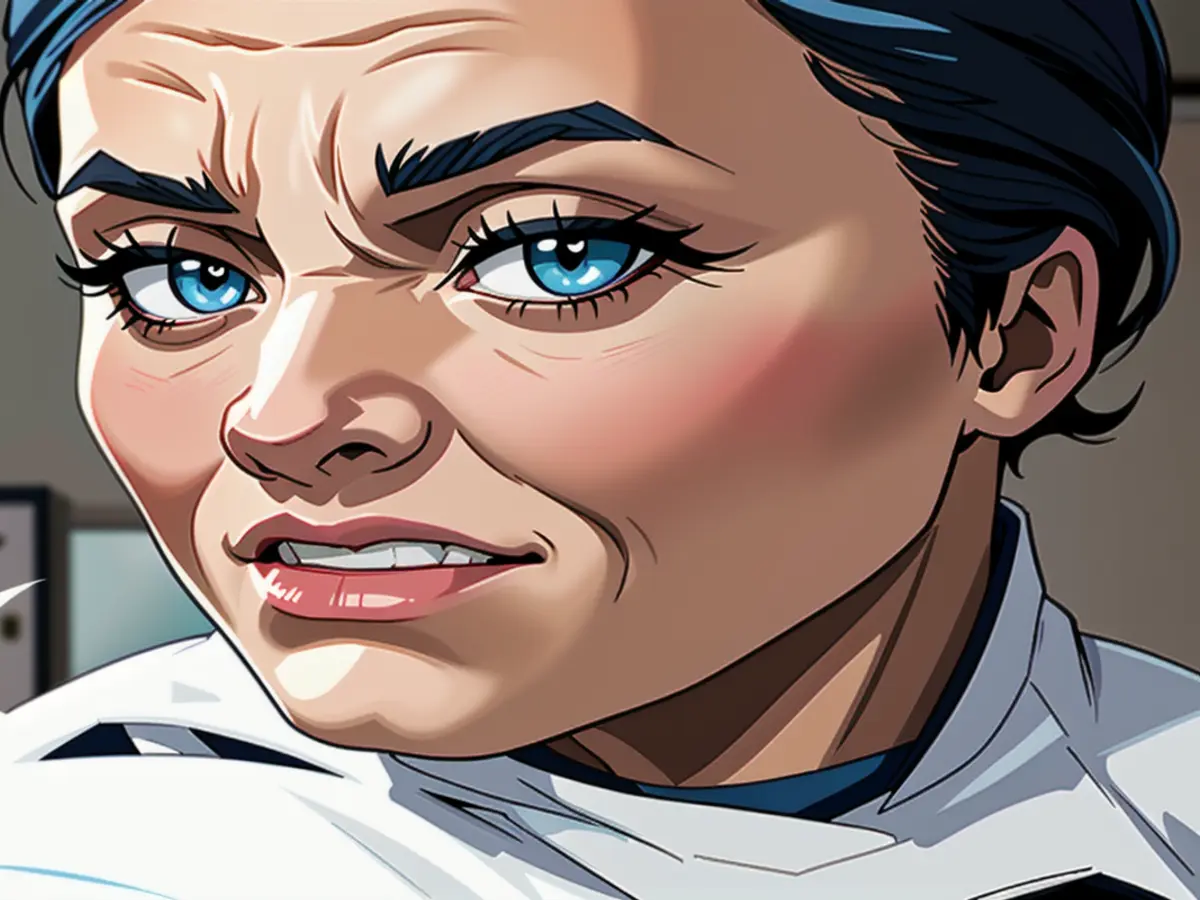 Reviewer sported feline-inspired appearance, achieved with winged eyeliner applicator and deepblue lip color Cat-eye makeup style executed with a eyeliner stamp and deep blue lipstick showcased in the review.