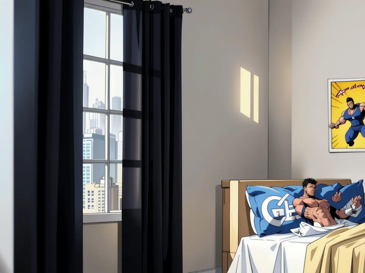 Dark drapes covering a window's glass.