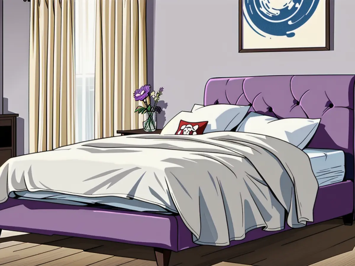 Violet mattress in a quarterspace