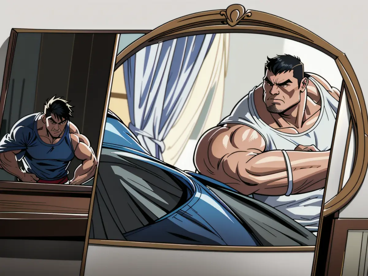 Intense focus on identical reflective surface Refocused image of the identical mirror