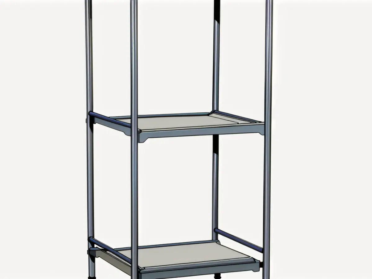 Utilitarian, Wheeled Storage Container in Silver Tone Utilitarian Steel Storage Trolley