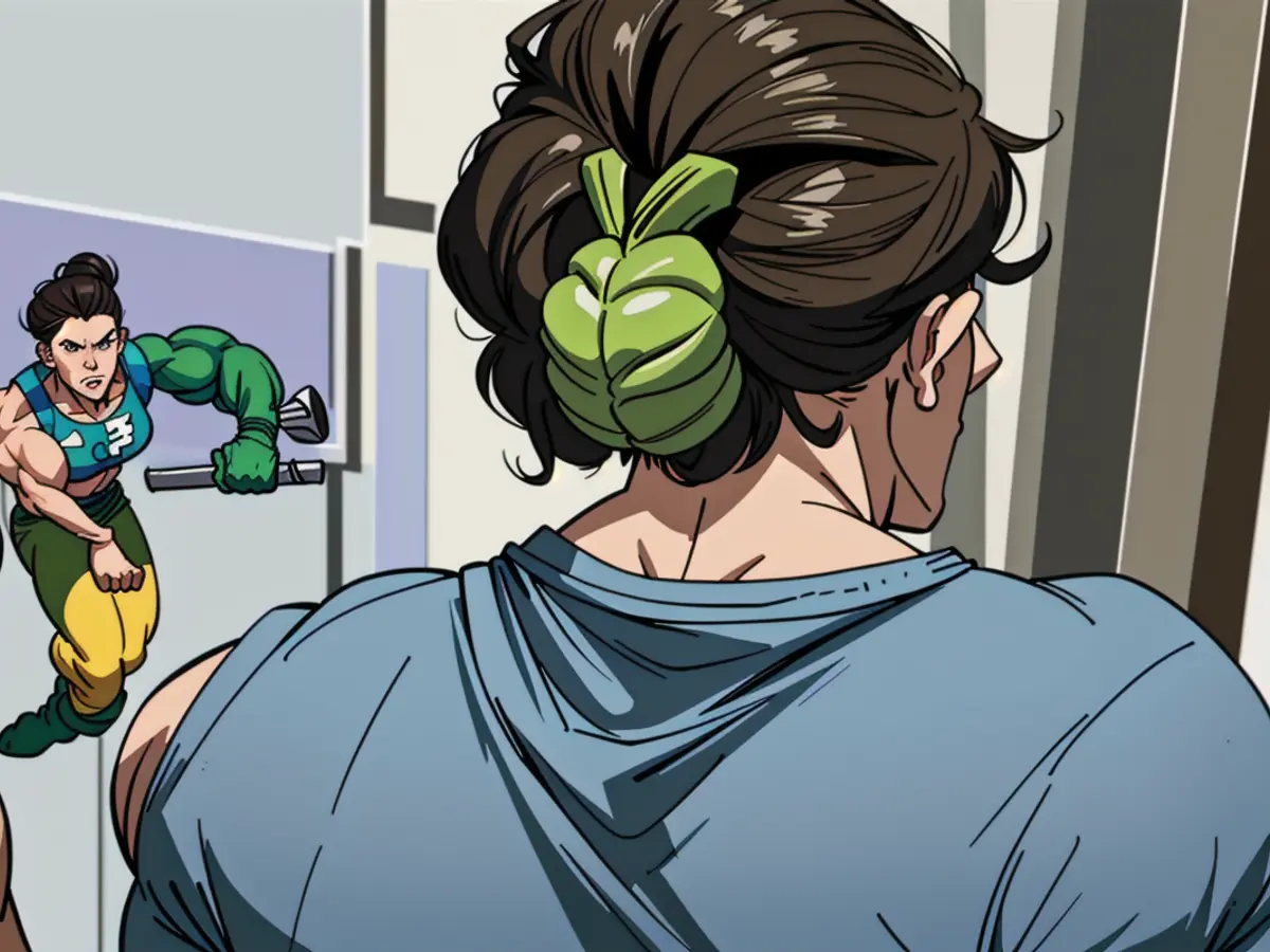 Critic Sporting Green Grabber Clip in Her Tresses