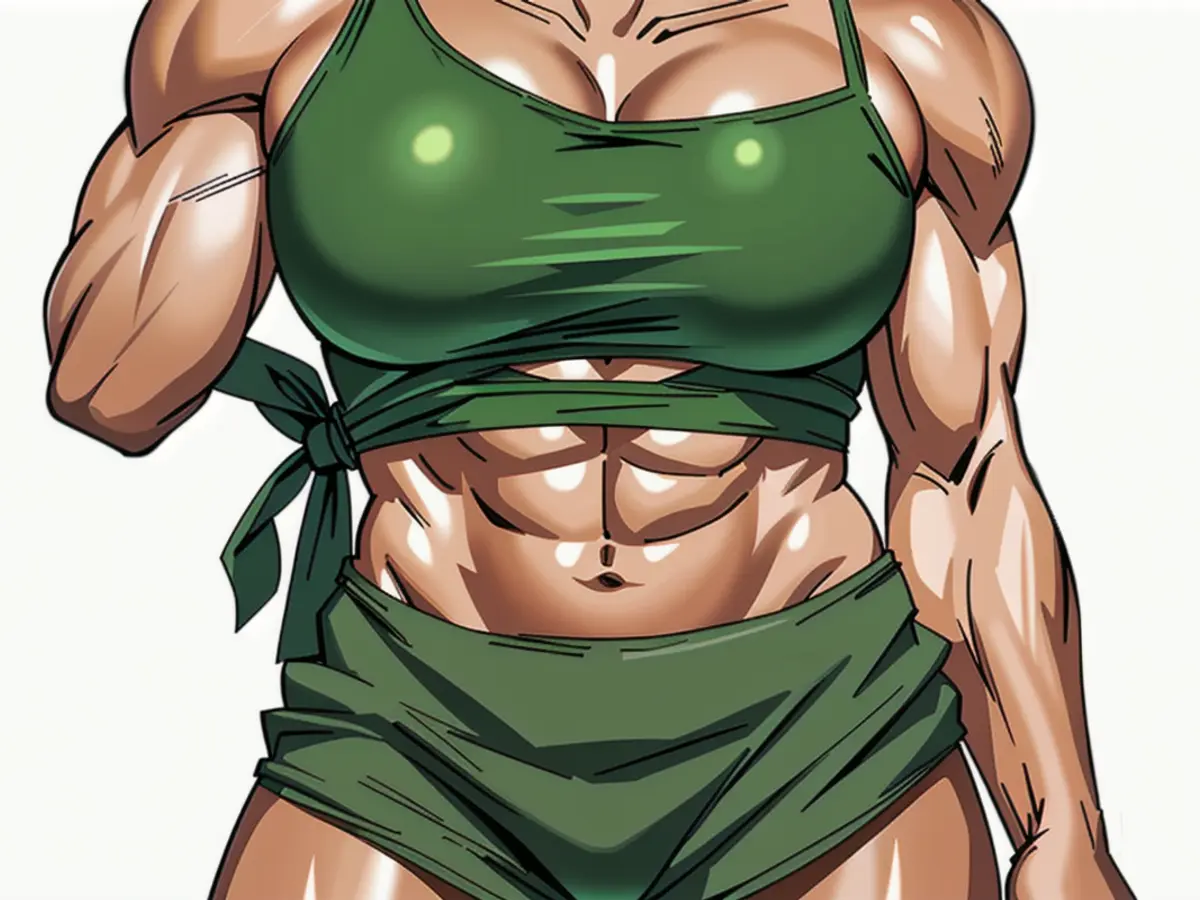 Swimsuit-Clad Model Showcases Vibrant Green Attire Swimsuit-clad female model dons emerald attire for photoshoot