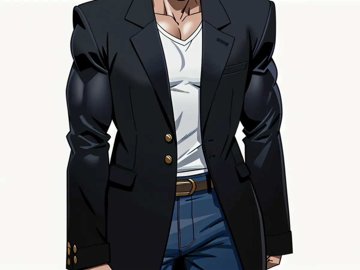 Model sporting a black blazer Model wearing black blazer